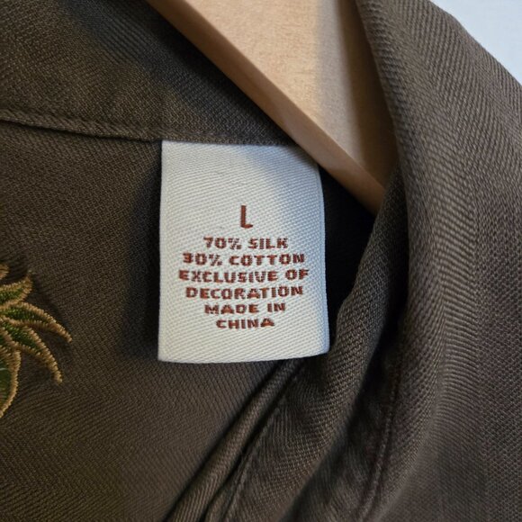 Vintage Caribbean Silk Blend Mens Hawaiian Button Up Shirt Floral Size Large Y2K - Picture 4 of 5